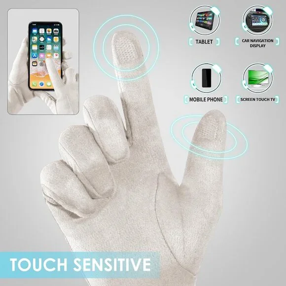 Women's WhiteThermal Elastic Stretch Texting Touchscreen Winter Warm Gloves